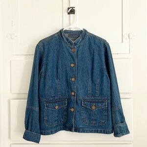 Petite Large New Identity Embroidered Denim Jacket 100% Cotton